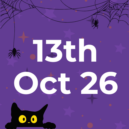 some halloween illustrations with Tuesday 13th October written on top